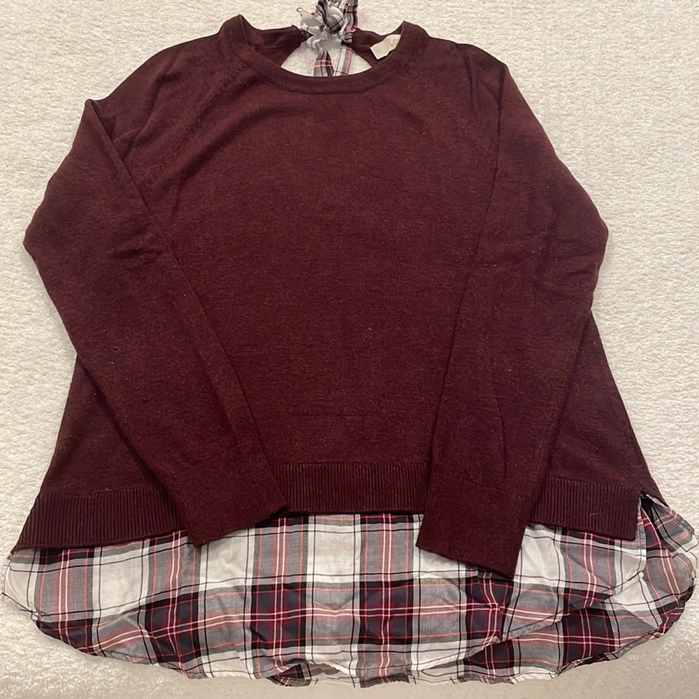 LOFT Layered Sweater with Bow Back